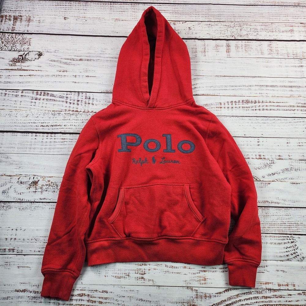 Polo Ralph Lauren Logo Hoodie Womens Small Red Embroidered Pullover